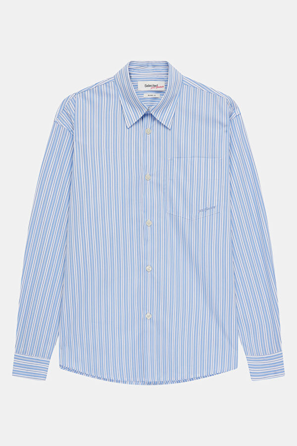 X Hotel Amour Relax Fit Light Blue Striped Men's Shirt