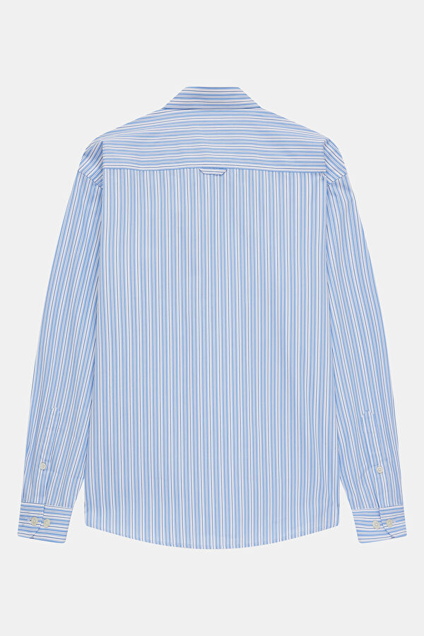 X Hotel Amour Relax Fit Light Blue Striped Men's Shirt 2