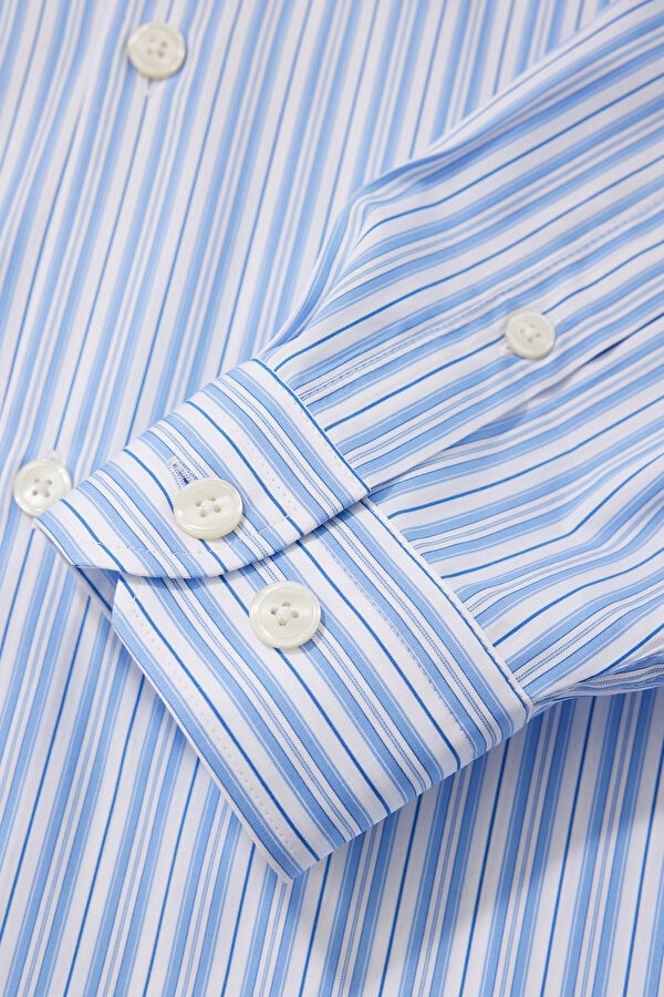 X Hotel Amour Relax Fit Light Blue Striped Men's Shirt 4