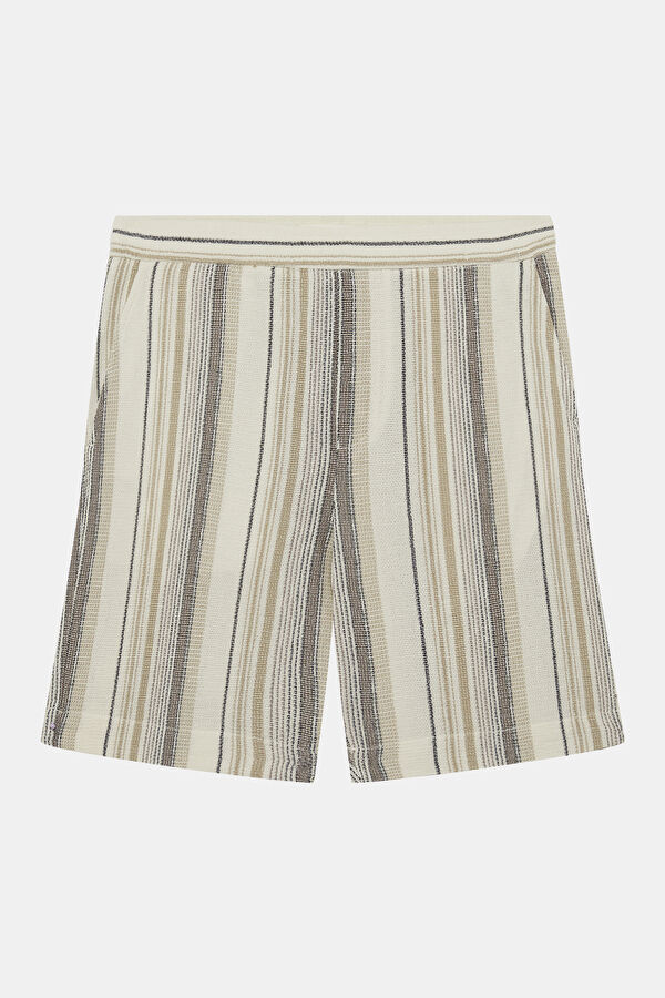 Ecru Striped Organic Cotton Men's Shorts