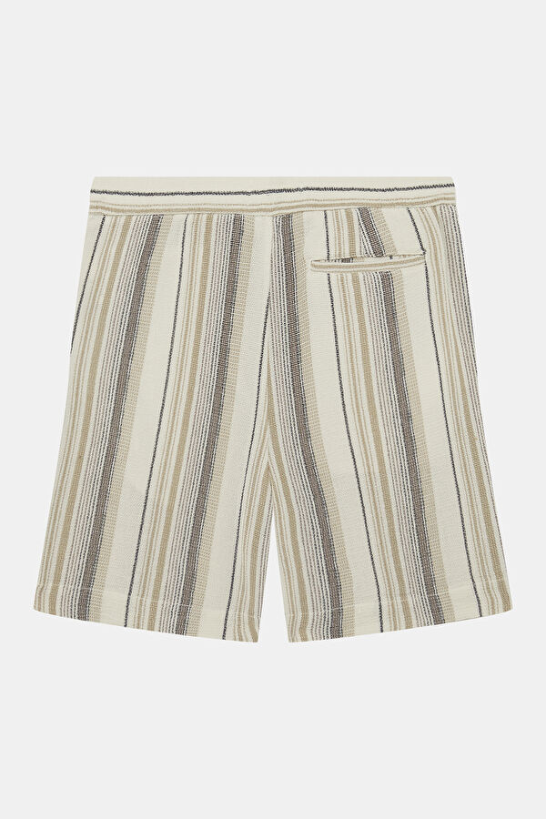 Ecru Striped Organic Cotton Men's Shorts 2