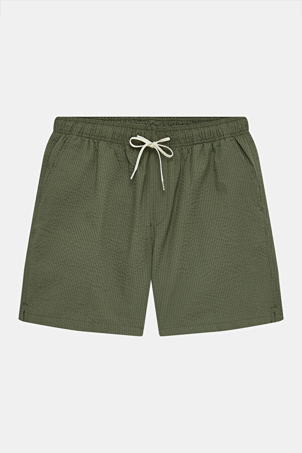 Khaki Elastic Waist Men's Swimsuit