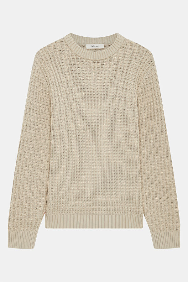 Cream Organic Cotton Knit Men's Sweater