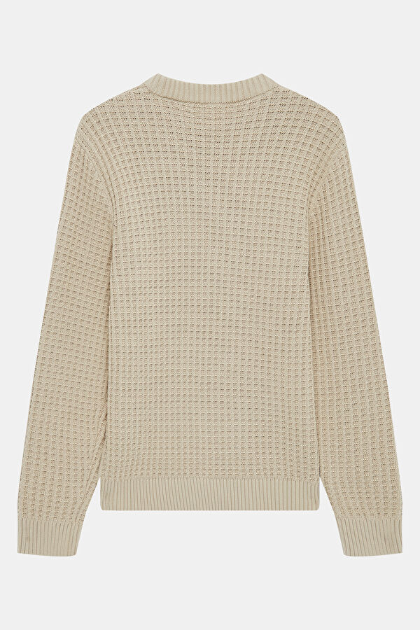 Cream Organic Cotton Knit Men's Sweater 2