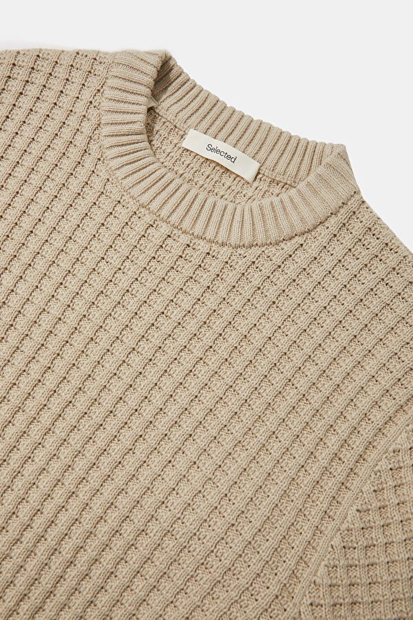 Cream Organic Cotton Knit Men's Sweater 3
