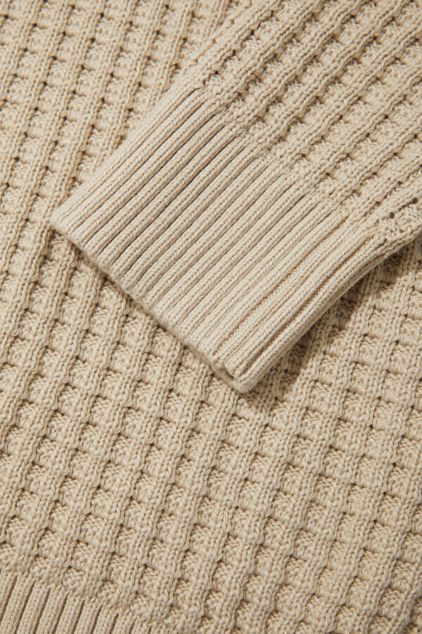 Cream Organic Cotton Knit Men's Sweater 4