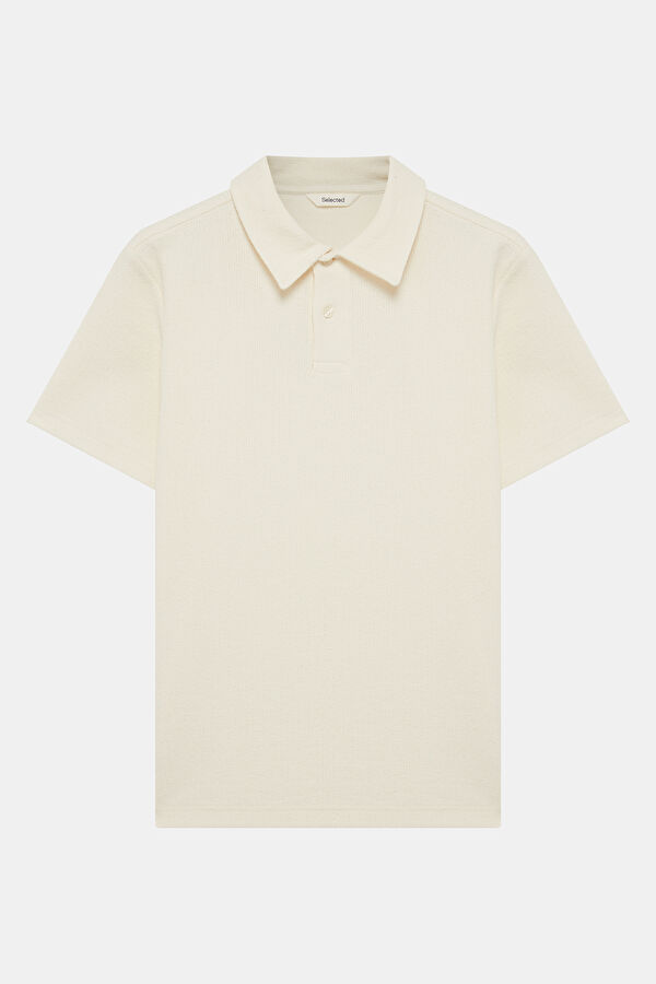 Ecru Polo Neck Men's T-Shirt