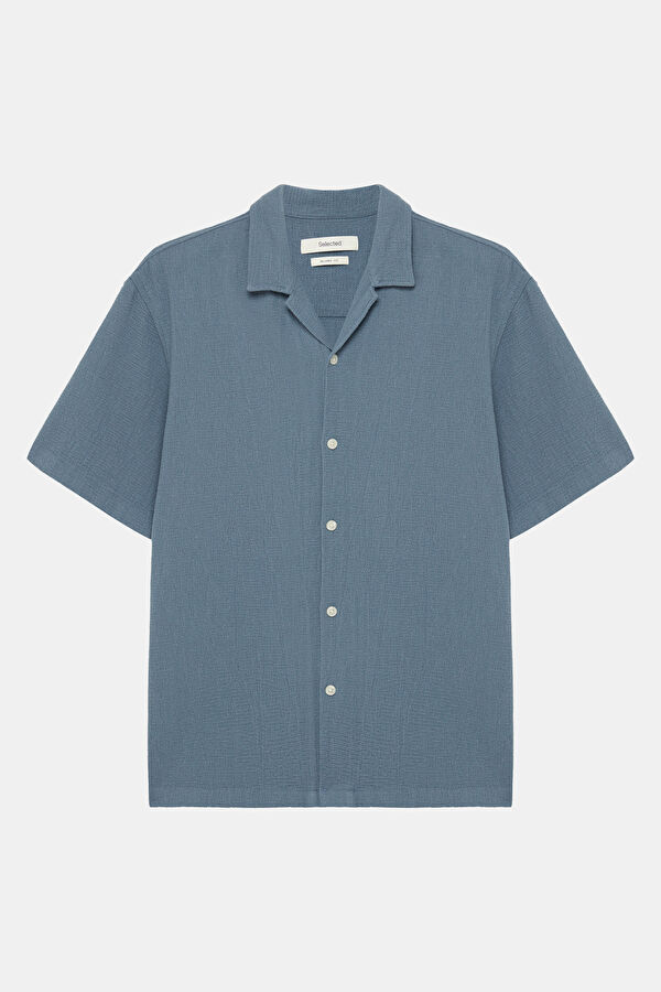 Relax Fit Blue Resort Neck Men's Shirt