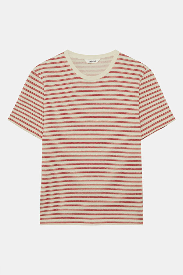 Pink Crew Neck Striped Men's T-Shirt