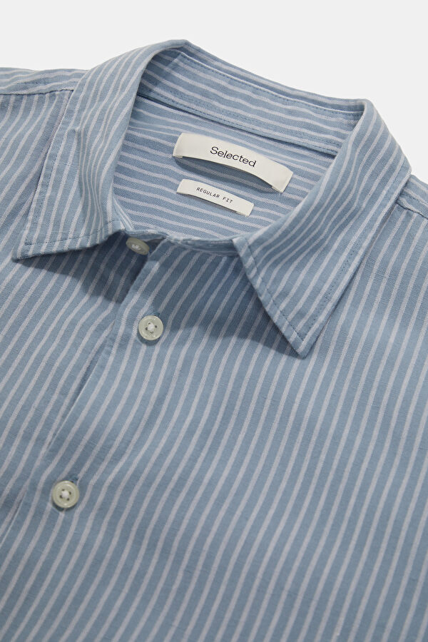 Light Blue Linen Cotton Men's Shirt 3