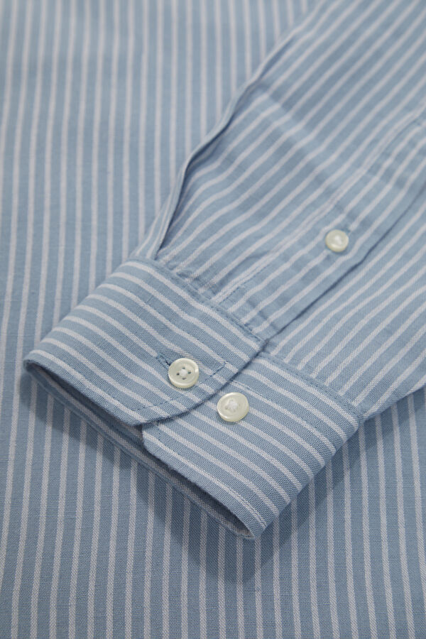 Light Blue Linen Cotton Men's Shirt 4