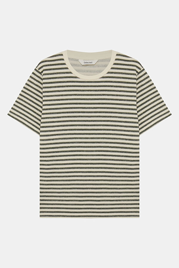Lacivert Bisiklet Yaka Çizgili Erkek T-Shirt