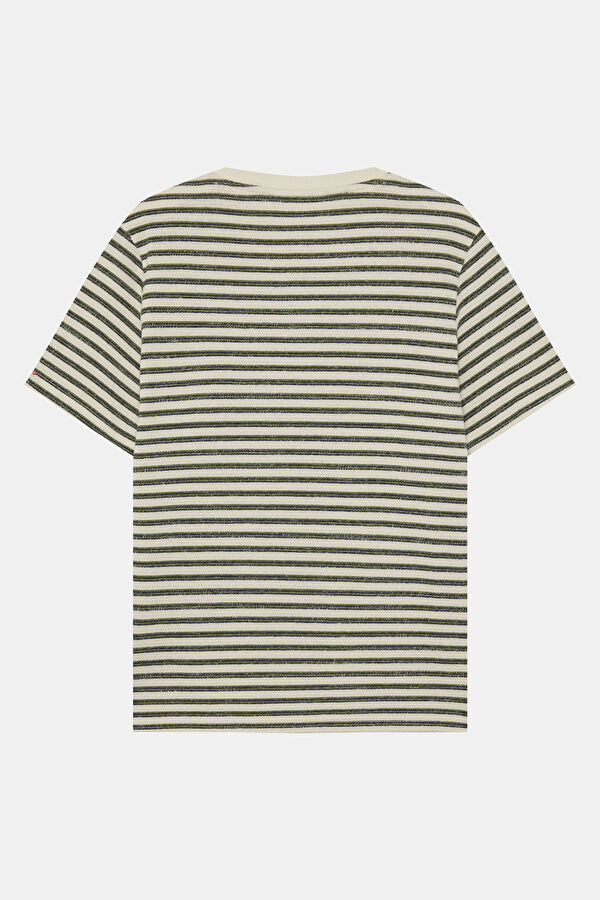 Lacivert Bisiklet Yaka Çizgili Erkek T-Shirt 2