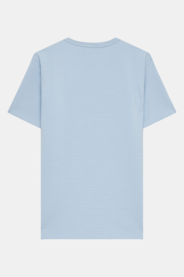 Açık Mavi Bisiklet Yaka Erkek T-Shirt 2