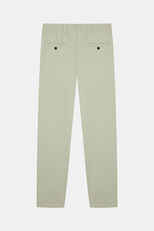 Slim Fit Light Green Slim Fit Cotton/Linen Men's Trousers 2