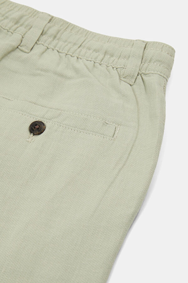 Slim Fit Light Green Slim Fit Cotton/Linen Men's Trousers 4