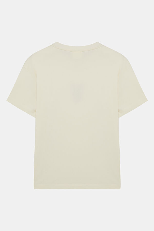 X Hotel Amour Relax Kalıp Beyaz Bisiklet Yaka Baskılı Erkek T-Shirt 2