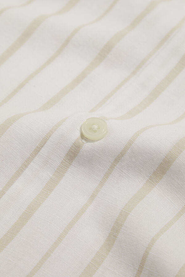 Relax Fit White Striped Resort Neck Men's Shirt 4