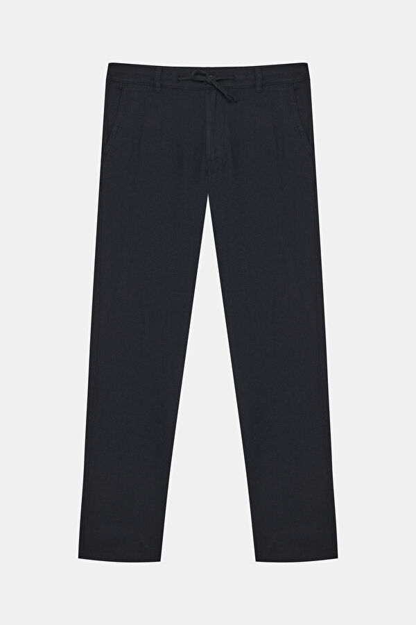 Slim Fit Black Slim Fit Cotton/Linen Men's Trousers