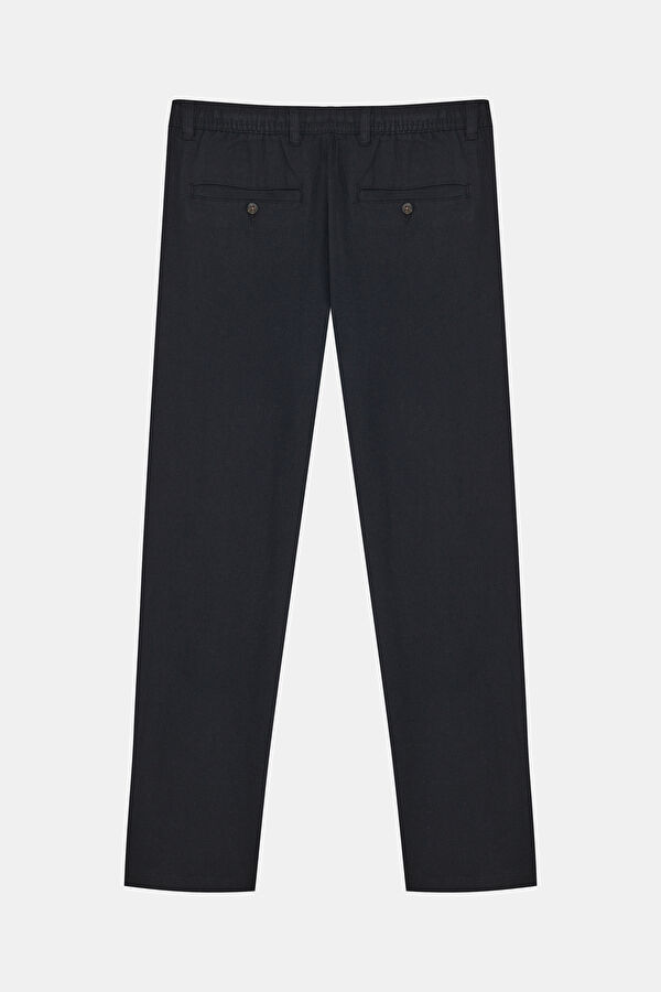 Slim Fit Black Slim Fit Cotton/Linen Men's Trousers 2