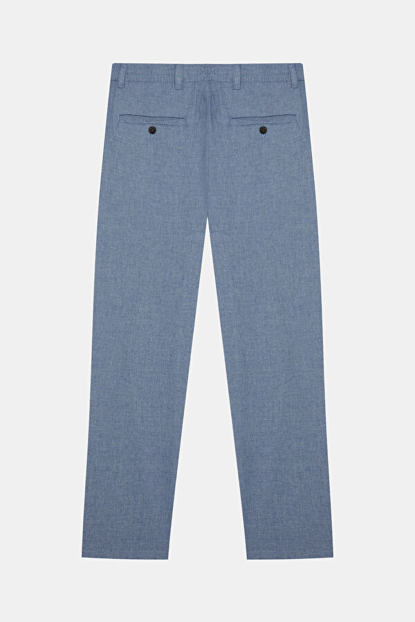 Slim Fit Light Blue Slim Fit Cotton/Linen Men's Trousers 2