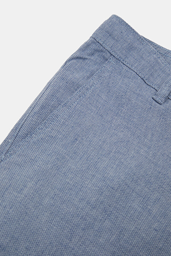 Slim Fit Light Blue Slim Fit Cotton/Linen Men's Trousers 4
