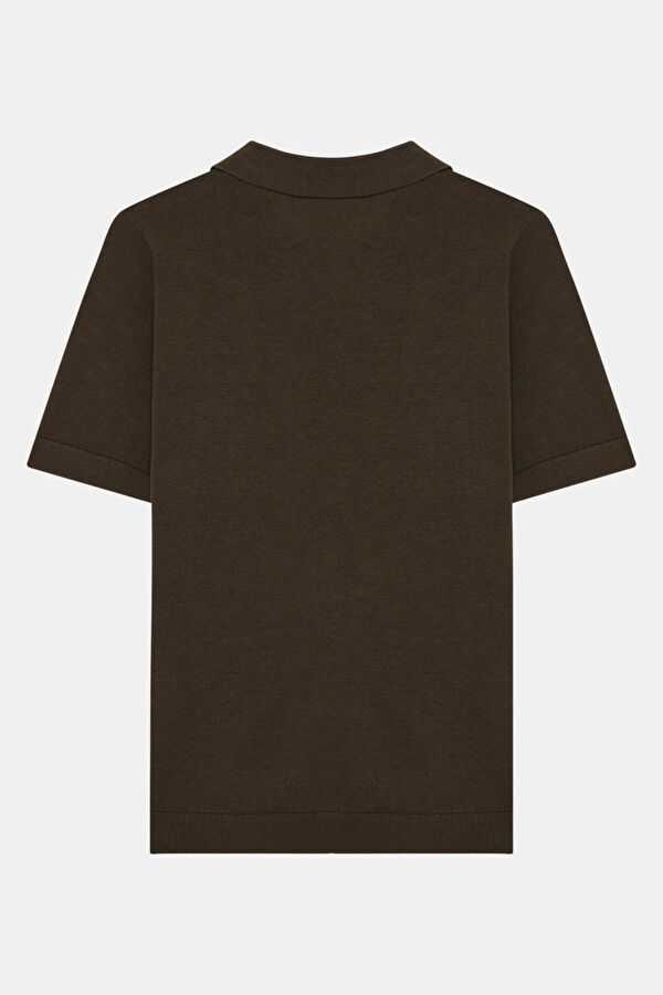 Brown Polo Collar Men's T-Shirt 2