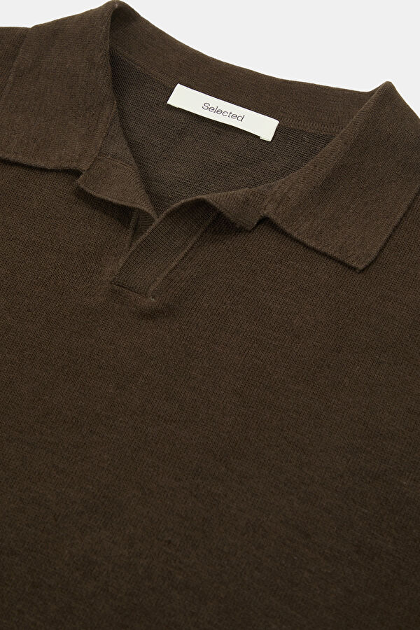 Brown Polo Collar Men's T-Shirt 3