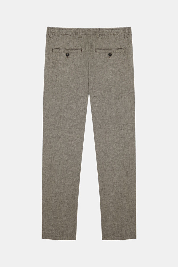 Slim Fit Brown Slim Fit Cotton/Linen Men's Trousers 2