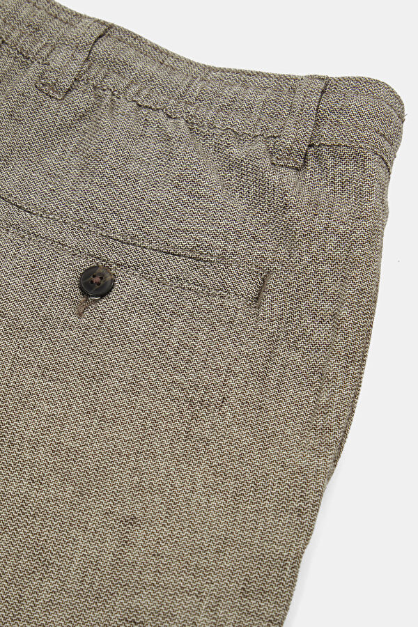 Slim Fit Brown Slim Fit Cotton/Linen Men's Trousers 4
