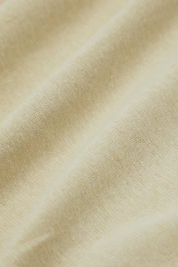 Beige Crew Neck Linen Cotton Men's T-Shirt 4