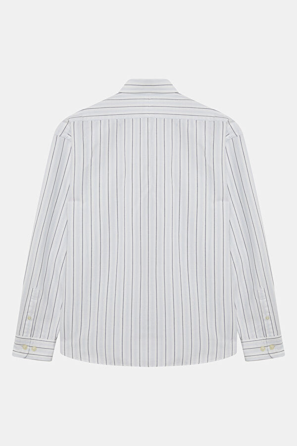 Relax Fit White Striped Men's Shirt 2