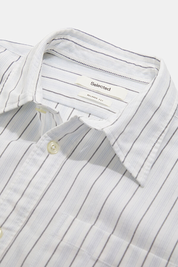 Relax Fit White Striped Men's Shirt 3