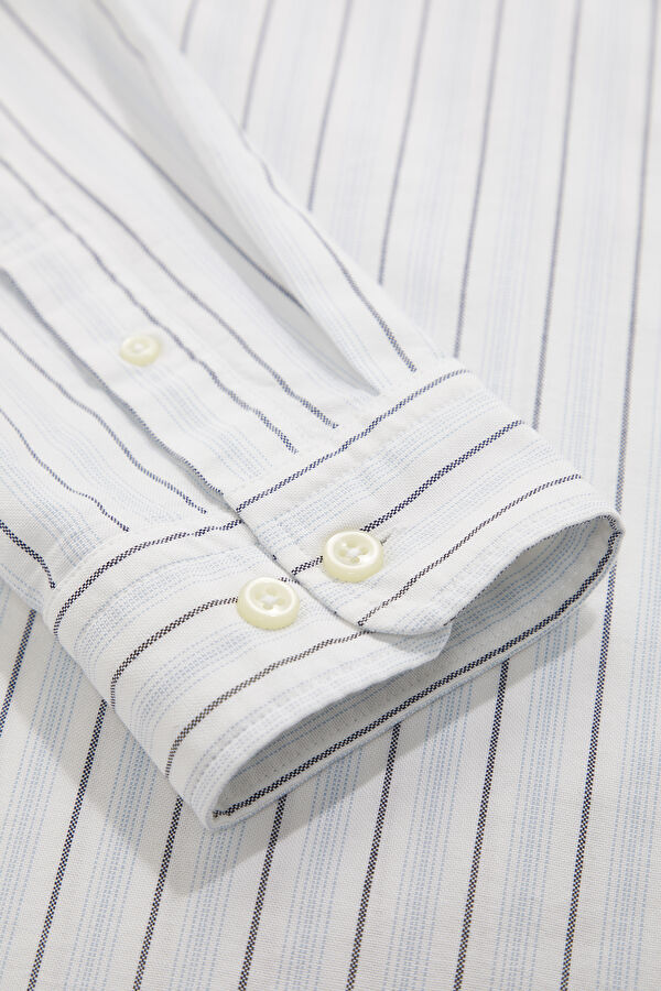 Relax Fit White Striped Men's Shirt 5