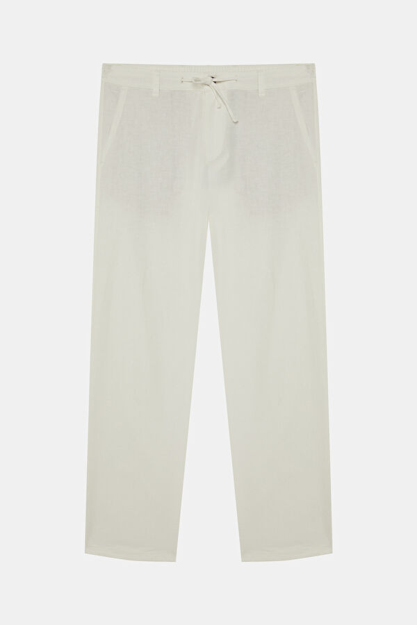 Relax Fit White Loose Organic Cotton Men's Trousers 4