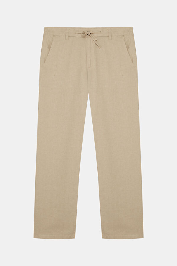 Relax Fit Beige Loose Organic Cotton Men's Trousers