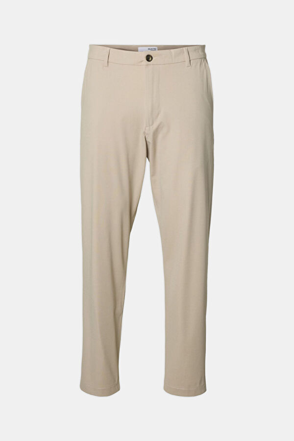 Dar Kalıp Bej Slim Fit Viskoz/Polyamid Erkek Pantolon