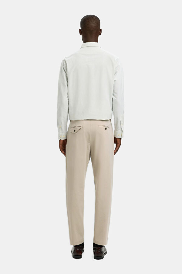 Dar Kalıp Bej Slim Fit Viskoz/Polyamid Erkek Pantolon 3