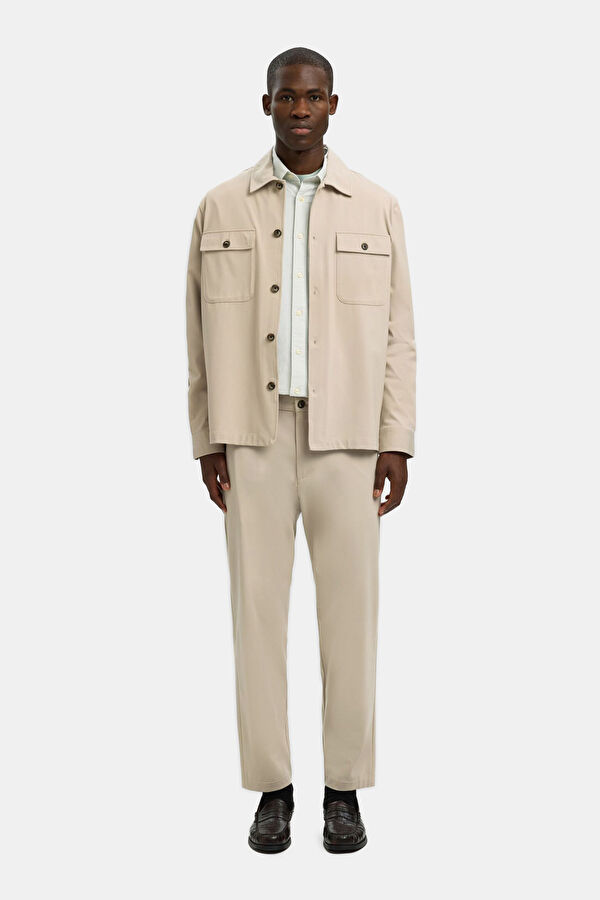 Dar Kalıp Bej Slim Fit Viskoz/Polyamid Erkek Pantolon 4