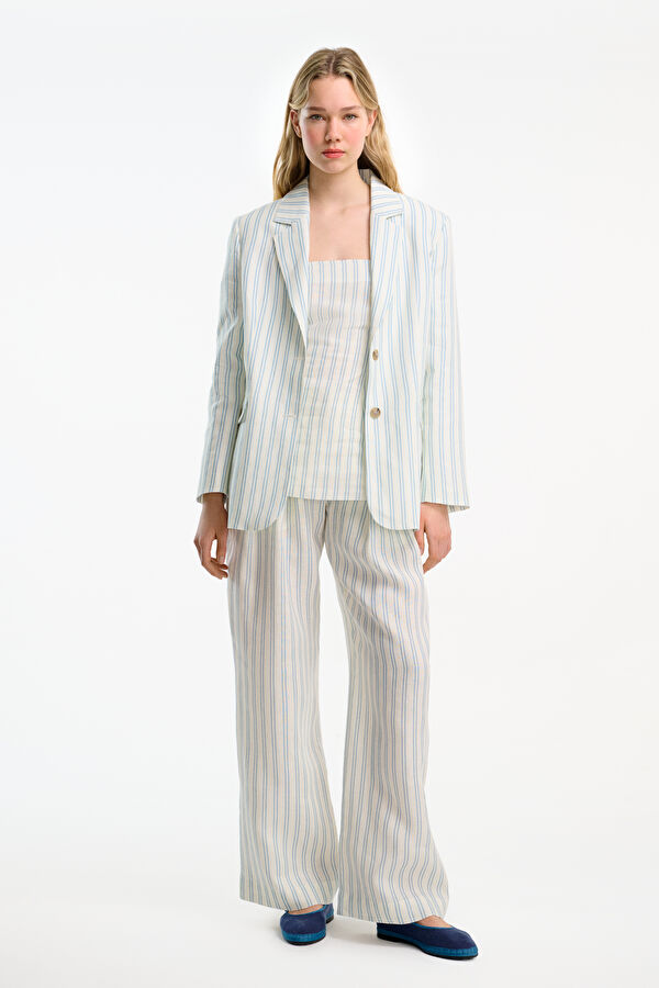 Multicolored Straight Linen Women's Pants 3