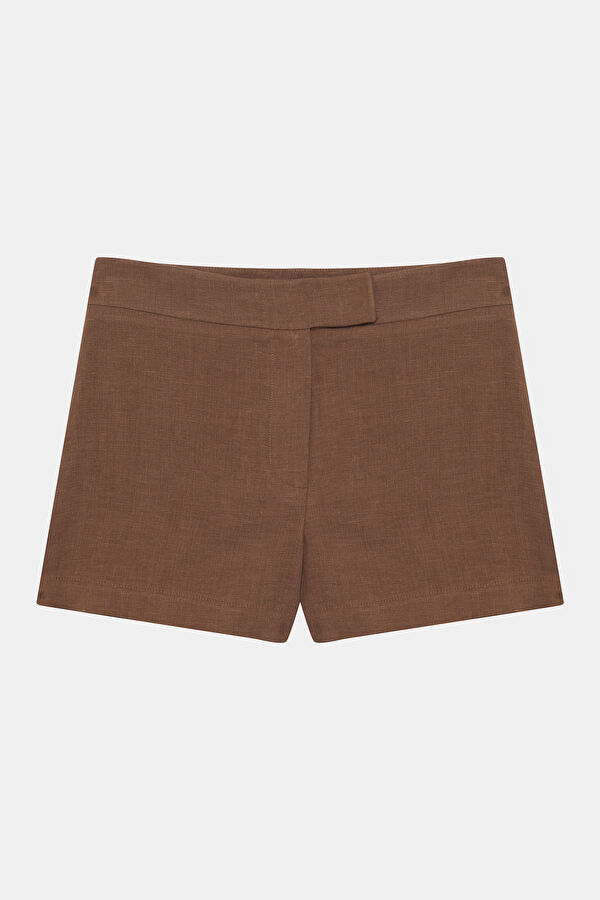 Brown Linen Women's Shorts