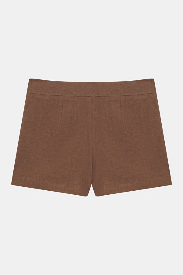Brown Linen Women's Shorts 2