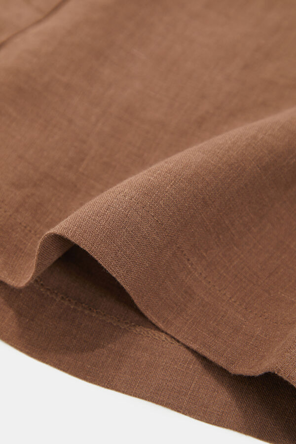 Brown Linen Women's Shorts 4