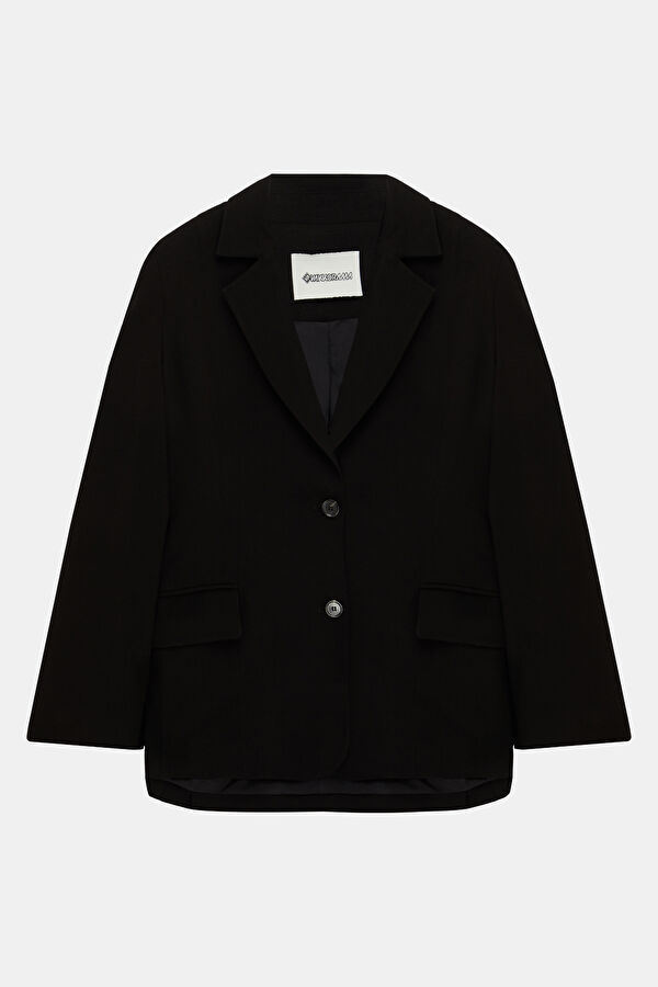 Black Buttoned Viscose Women's Jacket 5