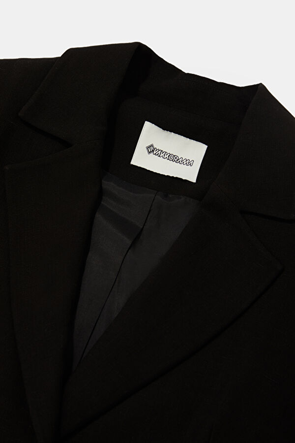 Black Buttoned Viscose Women's Jacket 7