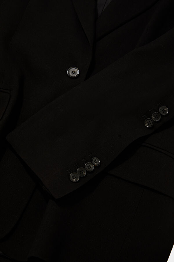Black Buttoned Viscose Women's Jacket 8
