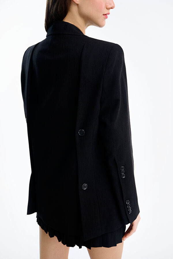 Black Buttoned Viscose Women's Jacket 2