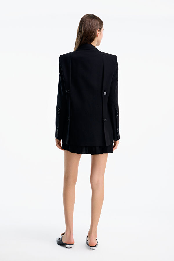 Black Buttoned Viscose Women's Jacket 4