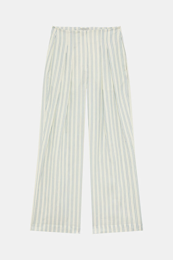 Multicolored Straight Linen Women's Pants 4
