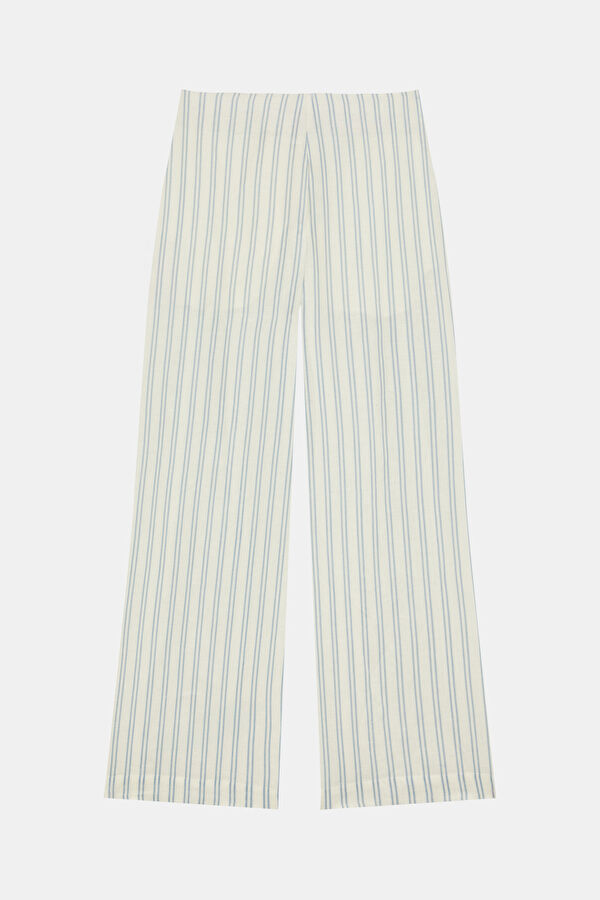 Multicolored Straight Linen Women's Pants 5